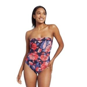 NEW Kona Sol Newkona Floral One Piece Swimsuit M Removeable Straps NWT‎